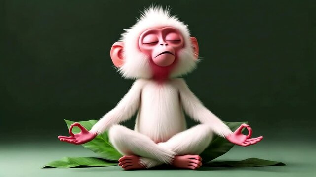 Serene Snow Monkey Cartoon A Meditative 3D Animation
