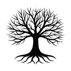 Tree Intricate Branches Vector Silhouette