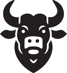 Minimalist Black and White Bull Vector Illustration