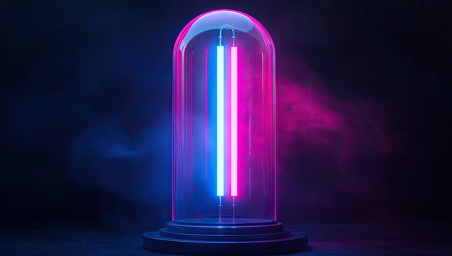 Neon light within a glass dome