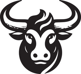 Minimalist Black and White Bull Vector Illustration