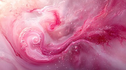 Obraz premium Whimsical fusion of vibrant pink hues and shimmering microparticles in an ethereal dance