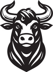 Minimalist Black and White Bull Vector Illustration
