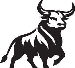 Minimalist Black and White Bull Vector Illustration
