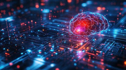Obraz premium Neural AI hologram displaying futuristic cognitive skills.