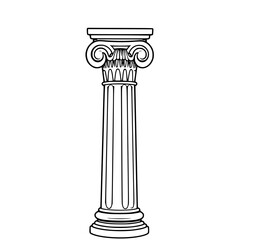 Obraz premium Ionic Column: A Classic Line Art Illustration of an Elegant Ionic Order Column, showcasing its intricate details and architectural style.