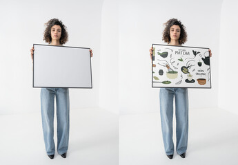 Mockup Of Woman With Customized Poster