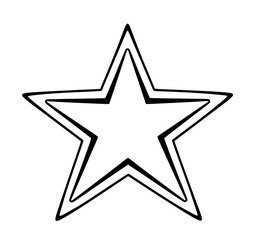 Obraz premium Bold Starburst Line Art: A simple yet striking monochrome illustration of a five-pointed star, featuring bold lines and a layered design, perfect for various design applications.