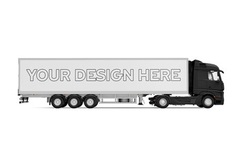 Mockup Of Customizable European Truck And Background