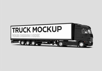 Mockup Of Customized European Truck And Background