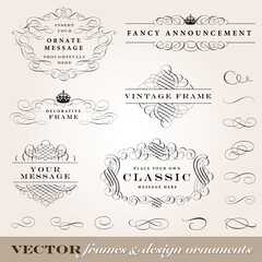Vector set of calligraphic borders and page decor 