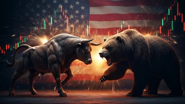 Bull and bear market confrontation image