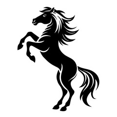Stylized Black and White Rearing Horse Illustration – Vector Silhouette Design"