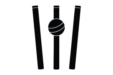 Classic Cricket Stumps Silhouette Design Ideal for Tournaments and Fan Graphics