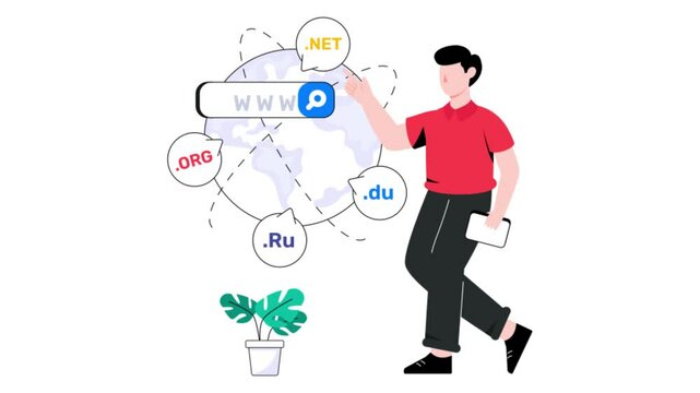 Domain Registration 2D Flat Animation. 