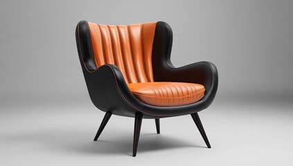 Modern Lounge Chair, Orange and Black