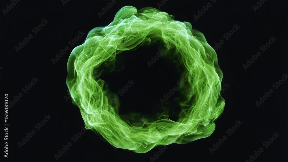 Poster dynamic green circular energy wave animation on dark background