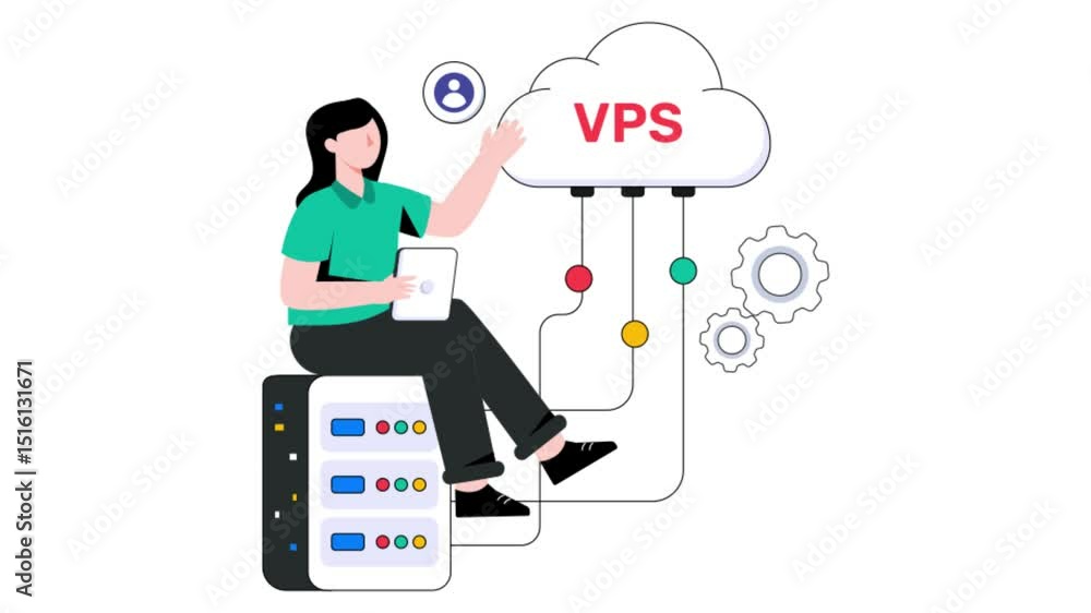 Poster vps hosting 2d flat animation.