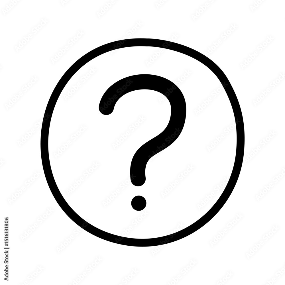Poster question and help button doodle icon with hand drawn design style for web