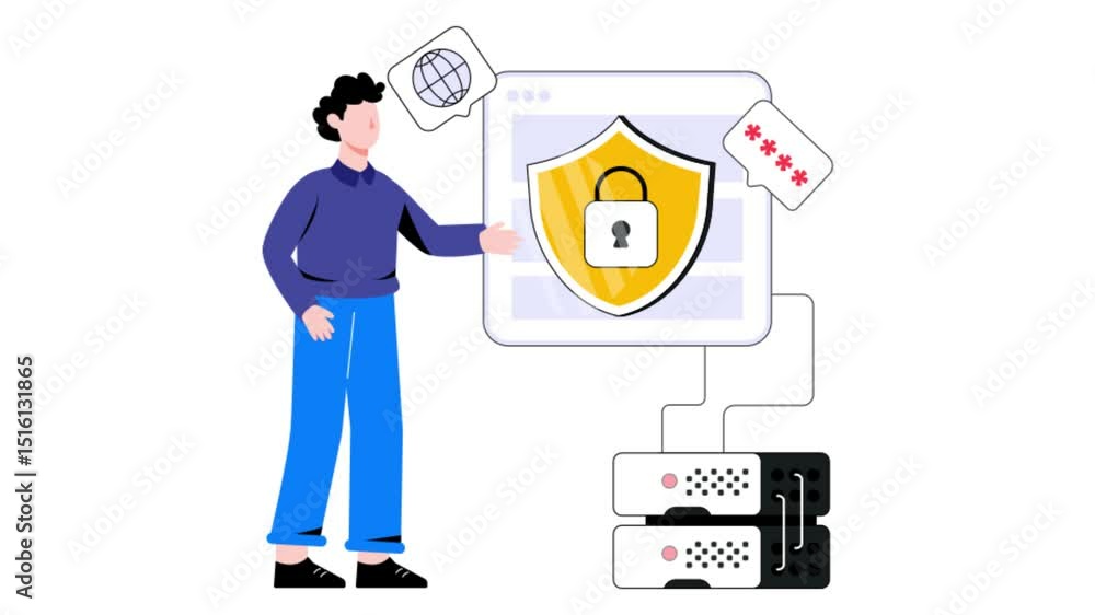 Poster web data protection 2d flat animation.