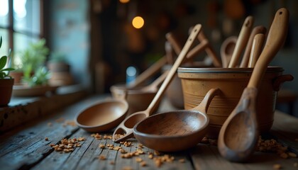 Rustic Wooden Spoons and Utensils A Collection of Handcrafted Kitchenware