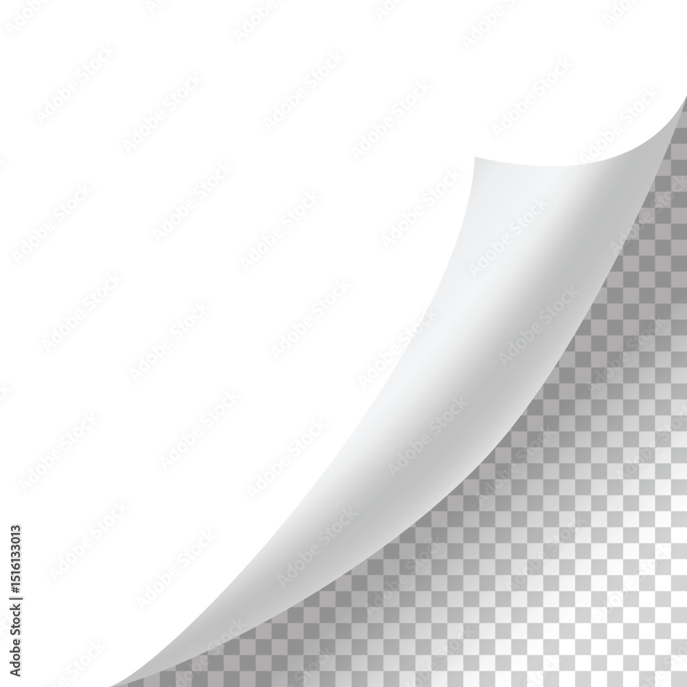 Poster curled paper corner. curve page corner, page edge curl and bent paper sheet with realistic shadow. p