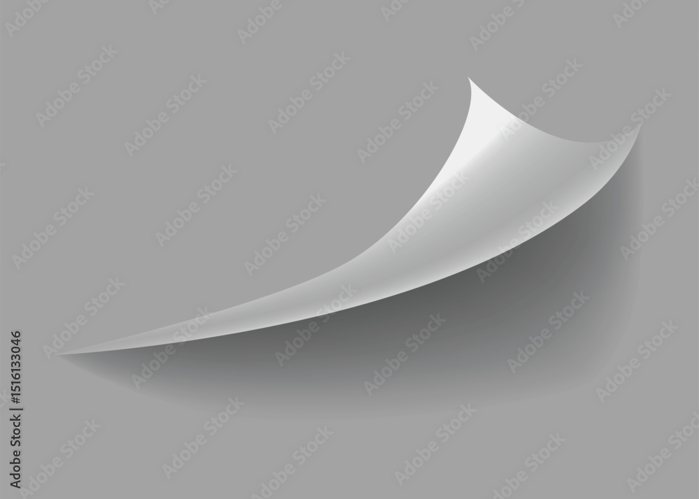 Poster curled paper corner. curve page corner, page edge curl and bent paper sheet with realistic shadow. p