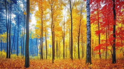 Fototapeta premium Autumn forest vibrant colors