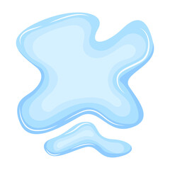 Water spill puddle. Blue liquid shape in flat cartoon style. Clean fluid drop design element isolated on white background