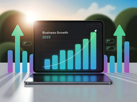 Business growth 2025 tablet display chart