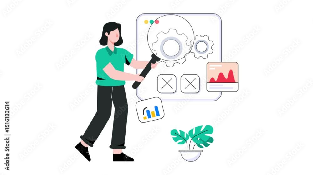 Poster web optimization 2d flat animation.