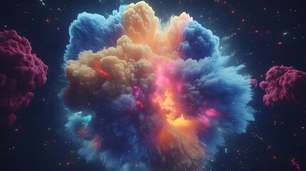 Cosmic Color Explosion Nebula Space Art