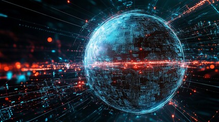 Fototapeta premium Abstract futuristic technology background with a glowing sphere