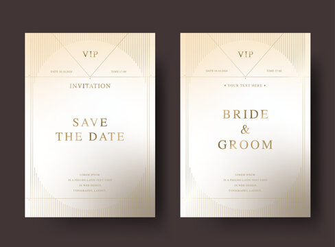 Luxury golden vector wedding invitation card