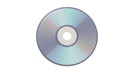 A compact disc with a reflective surface and a central hole on a plain white background in a studio shot