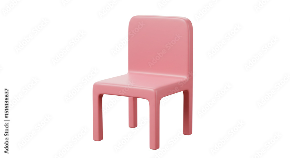 Poster a simple pink chair with a rounded backrest and square legs isolated on a white background in studio
