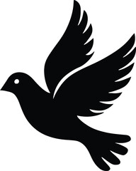 Fototapeta premium Dove of Freedom: A stark silhouette of a dove in flight, wings outstretched, representing peace and hope against an unknown backdrop. Its simple design embodies freedom and tranquility.
