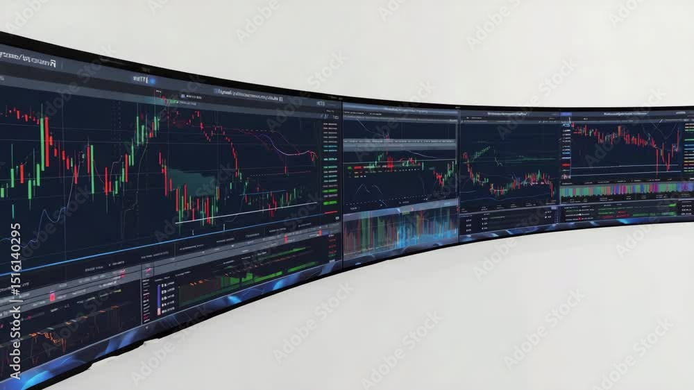 Aufkleber candlestick charts and line graphs, with data points fluctuating in real-time to reflect market chan