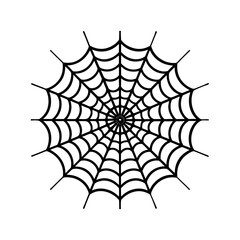 Arachnid Spider Web: Geometric and Intricate Web with Radial Symmetry in Black and White