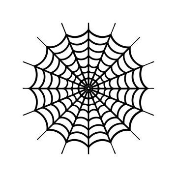 Arachnid Spider Web: Geometric and Intricate Web with Radial Symmetry in Black and White