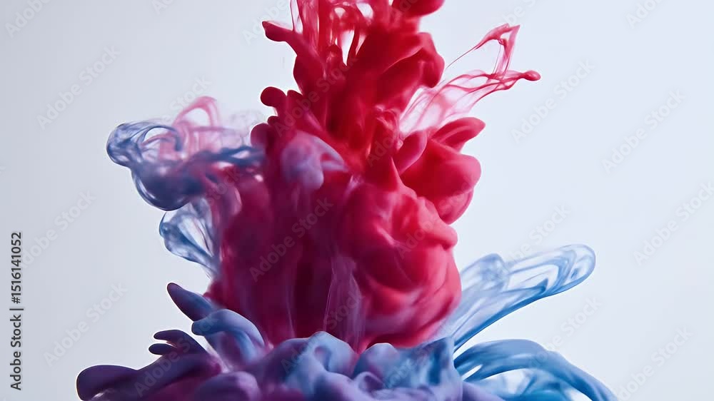 Aufkleber colorful ink swirl in water with vibrant red and blue creating smooth abstract fluid motion and dyna