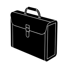 Briefcase Vector Design: Rectangular Case with Handle in Flat Black Style
