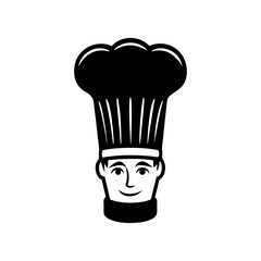 Chef's Hat Vector Design: Tall White Hat with Chef’s Face Peeking