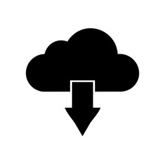 Cloud Storage Vector Design: Simple Cloud Shape with Downward Arrow