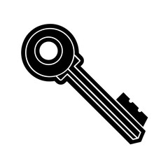 Key Vector: Metal Key with Grooves in Side Profile Flat Design