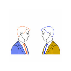 Flat Vector of Two Business Men – Opponents Standing Together