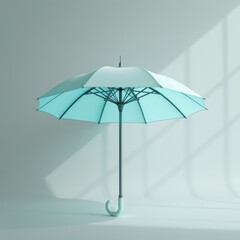 streamlined umbrella shape in a minimalist style, using pale aqua hues, thin lines, airy layout, contemporary vibe, high resolution
