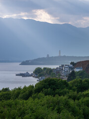 View of the lake and mountains