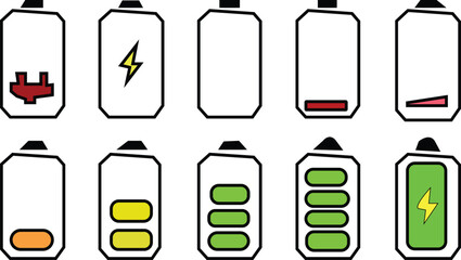 A Battery Icon Set With Vector Illustrations.