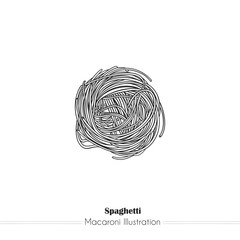 Spaghetti Italian Pasta. Vector hand-drawn sketch of food. Vintage style engraving. etching. Line art